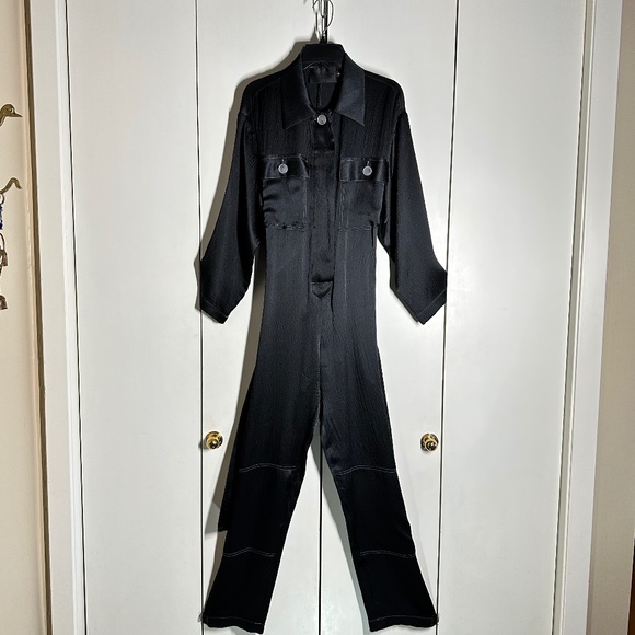 Beautiful black silk NO 6 STORE size 0 belted jumpsuit. - Picture 10 of 15